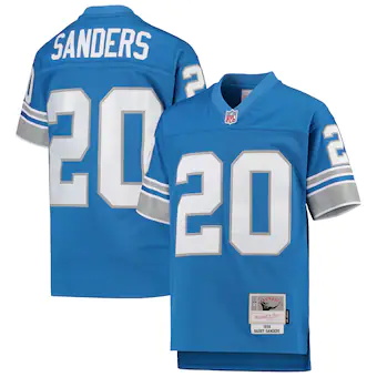 youth mitchell and ness barry sanders blue detroit lions 19